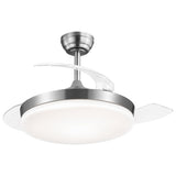 Ventilador de techo retráctil con luz AJP Malta LED níquel satinado 3 palas 3000-6500K Ø50cm 54W 11532 — vista 1