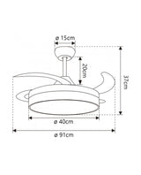 Ventilador de techo retráctil con luz AJP Mini Malta LED café 3 palas 3000-6500K Ø40cm 48W 16005