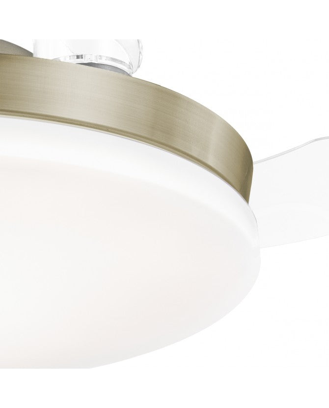 Ventilador de techo retráctil con luz AJP Mini Malta LED cuero 3 palas 3000-6500K Ø40cm 36W 11528