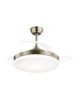 Ventilador de techo retráctil con luz AJP Mini Malta LED cuero 3 palas 3000-6500K Ø40cm 36W 11528
