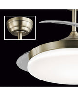 Ventilador de techo retráctil con luz AJP Mini Malta LED cuero 3 palas 3000-6500K Ø40cm 36W 11528