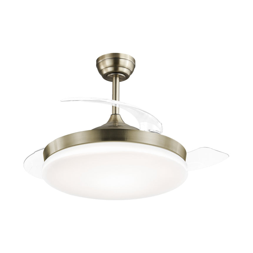 Ventilador de techo retráctil con luz AJP Mini Malta LED cuero 3 palas 3000-6500K Ø40cm 36W 11528 — vista 9