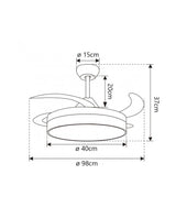 Ventilador de techo retráctil con luz AJP Mini Malta LED cuero 3 palas 3000-6500K Ø40cm 36W 11528