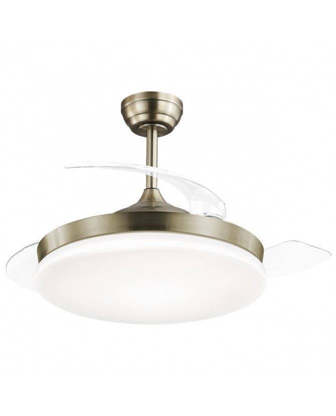 Ventilador de techo retráctil con luz AJP Mini Malta LED café 3 palas 3000-6500K Ø40cm 48W 16005