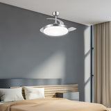 Ventilador de techo retráctil con luz AJP Mini Malta LED níquel satinado 3 palas 3000-6500K Ø40cm 36W 11529 — vista 2