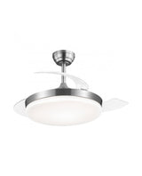Ventilador de techo retráctil con luz AJP Mini Malta LED níquel satinado 3 palas 3000-6500K Ø40cm 36W 11529