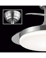 Ventilador de techo retráctil con luz AJP Mini Malta LED níquel satinado 3 palas 3000-6500K Ø40cm 36W 11529