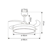 Ventilador de techo retráctil con luz AJP Mini Malta LED níquel satinado 3 palas 3000-6500K Ø40cm 36W 11529 — vista 6
