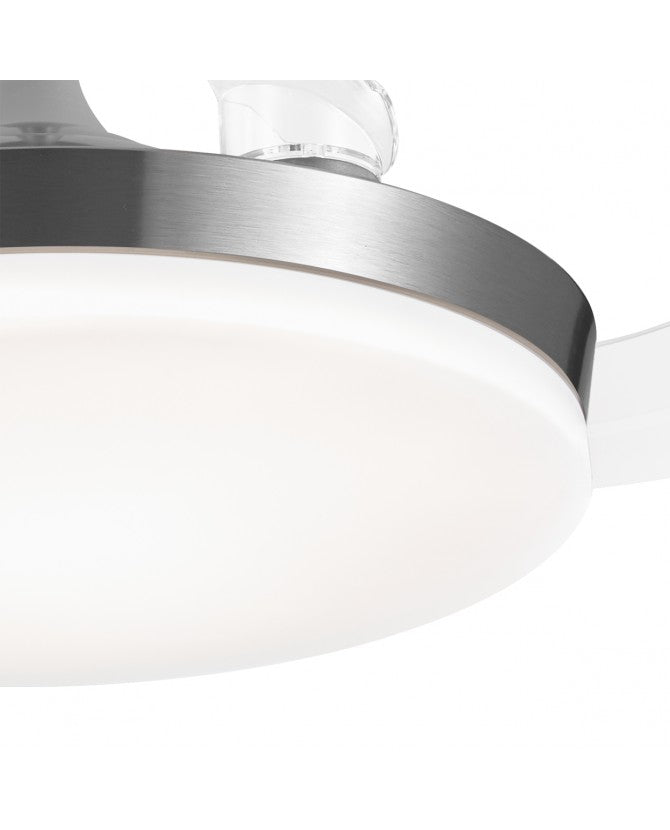 Ventilador de techo retráctil con luz AJP Mini Malta LED níquel satinado 3 palas 3000-6500K Ø40cm 36W 11529