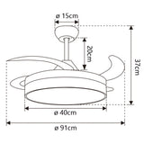 Ventilador de techo retráctil con luz AJP Mini Togo LED blanco 3 palas 3000-6500K Ø40cm 48W 11820 — vista 3