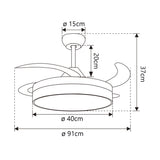 Ventilador de techo retráctil con luz AJP Mini Togo LED negro 3 palas 3000-6500K Ø40cm 48W 16033 — vista 3