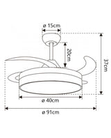 Ventilador de techo retráctil con luz AJP Mini Togo LED plata 3 palas 3000-6500K Ø40cm 48W 11822