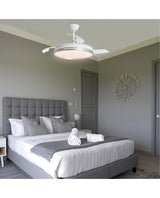 Ventilador de techo retráctil con luz AJP Mini Togo LED plata 3 palas 3000-6500K Ø40cm 48W 11822