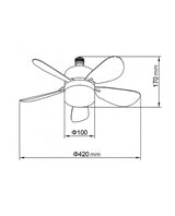 Ventilador de techo con luz AJP Tami LED blanco 5 palas 3000-6500K Ø42cm 12W 11819