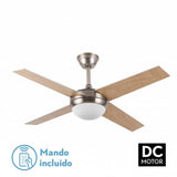 Fabrilamp Ciro Ventilador  Dc 2xe27 Niquel 4 Asp.rev. Plata/haya 35/45x116,8d Remoto Y Temporizador 159092410