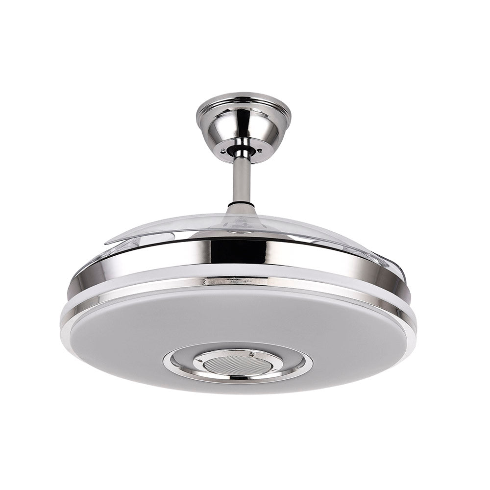 Ventilador de techo retráctil Fabrilamp Noto LED cromo 3 palas motor DC 3000-6000K Ø108cm 72W — vista 3