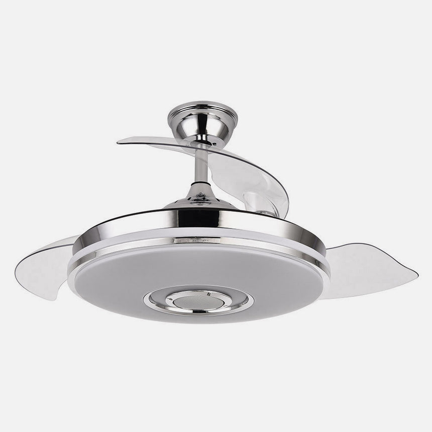 Ventilador de techo retráctil Fabrilamp Noto LED cromo 3 palas motor DC 3000-6000K Ø108cm 72W — vista 2