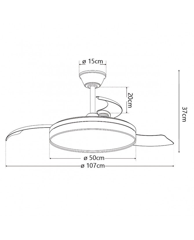 Ventilador de techo retráctil con luz AJP Nova LED blanco 3 palas 3000-6500K Ø50cm 68W 16018