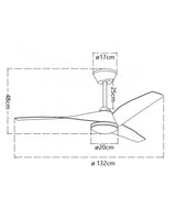 Ventilador de techo con luz AJP Papua LED blanco madera clara 3 palas 3000-6500K Ø132cm 18W 16046