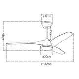 Ventilador de techo con luz AJP Papua LED blanco madera clara 3 palas 3000-6500K Ø132cm 18W 16046 — vista 2