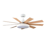 Ventilador de techo Fabrilamp Pireo LED blanco haya 9 palas motor DC 3000-6000K Ø132cm 36W — vista 3