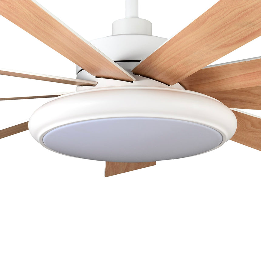 Ventilador de techo Fabrilamp Pireo LED blanco haya 9 palas motor DC 3000-6000K Ø132cm 36W — vista 5