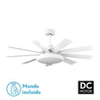 Ventilador de techo Fabrilamp Pireo LED blanco haya 9 palas motor DC 3000-6000K Ø132cm 36W — vista 1
