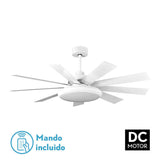 Ventilador de techo Fabrilamp Pireo LED blanco haya 9 palas motor DC 3000-6000K Ø132cm 36W — vista 1