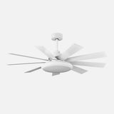 Ventilador de techo Fabrilamp Pireo LED blanco haya 9 palas motor DC 3000-6000K Ø132cm 36W — vista 2
