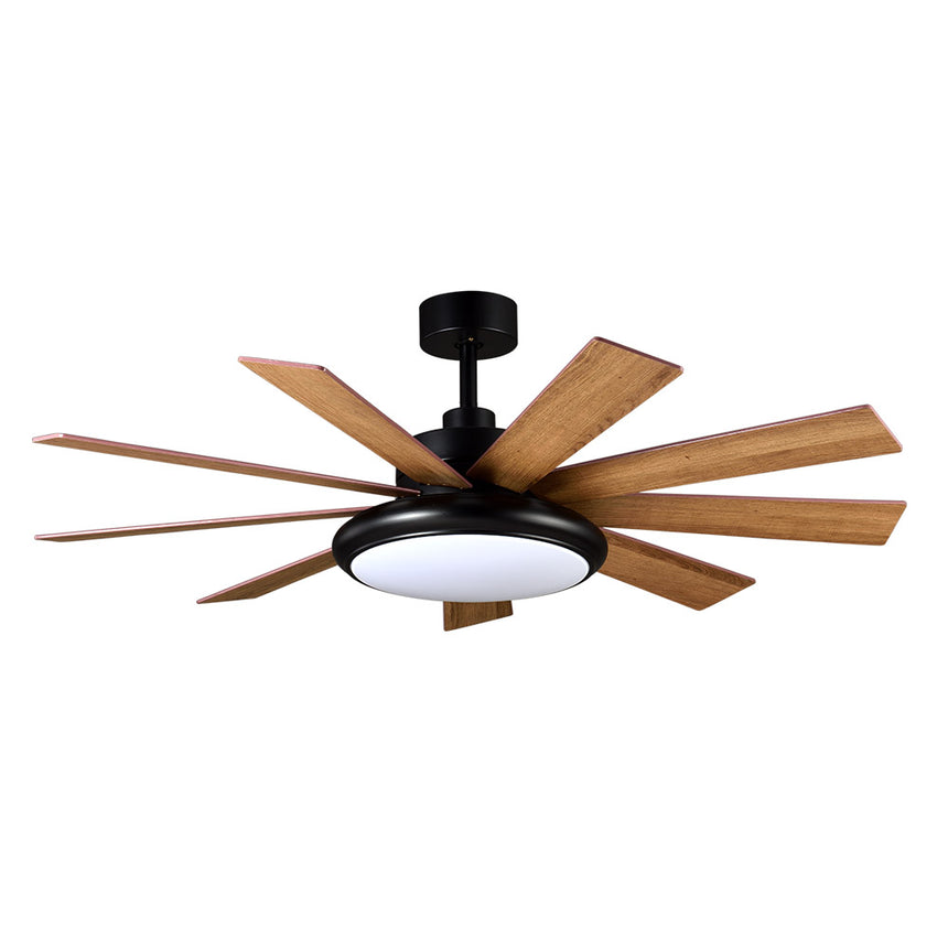 Ventilador de techo Fabrilamp Pireo LED negro roble haya 9 palas motor DC 3000-6000K Ø132cm 36W — vista 5