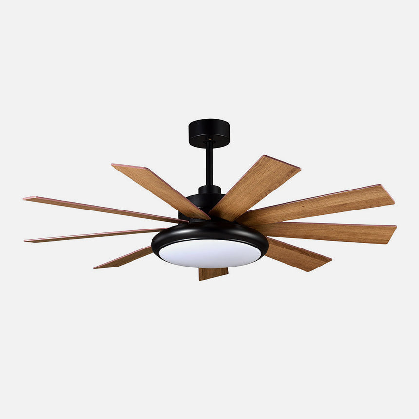 Ventilador de techo Fabrilamp Pireo LED negro roble haya 9 palas motor DC 3000-6000K Ø132cm 36W — vista 2