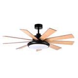 Ventilador de techo Fabrilamp Pireo LED negro roble haya 9 palas motor DC 3000-6000K Ø132cm 36W — vista 4
