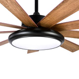 Ventilador de techo Fabrilamp Pireo LED negro roble haya 9 palas motor DC 3000-6000K Ø132cm 36W — vista 6