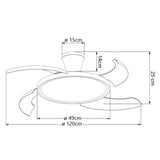 Ventilador de techo retráctil con luz AJP Qatar LED blanco 3 palas 3000-6500K Ø50cm 36W 16015 — vista 3