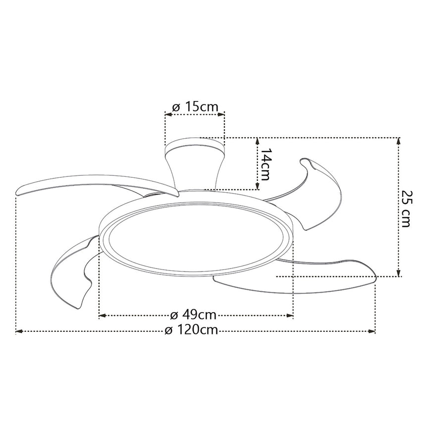 Ventilador de techo retráctil con luz AJP Qatar LED blanco 3 palas 3000-6500K Ø50cm 36W 16015 — vista 3