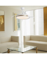 Ventilador de techo retráctil con luz AJP Samaná LED blanco dorado 3 palas 3000-6500K Ø50cm 68W 16014