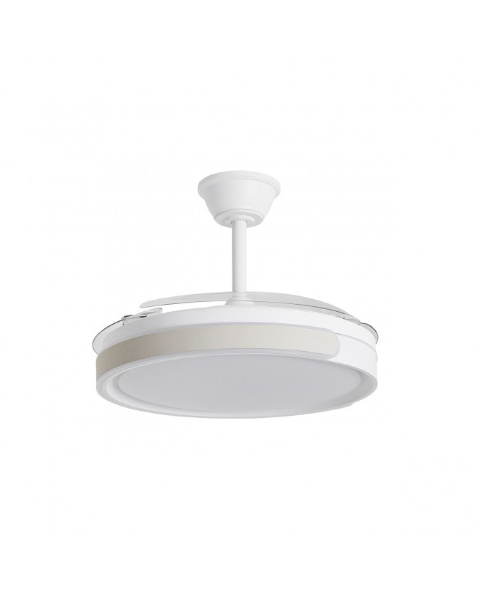 Ventilador de techo retráctil con luz AJP Samaná LED beige 3 palas 3000-6500K Ø50cm 68W 16013