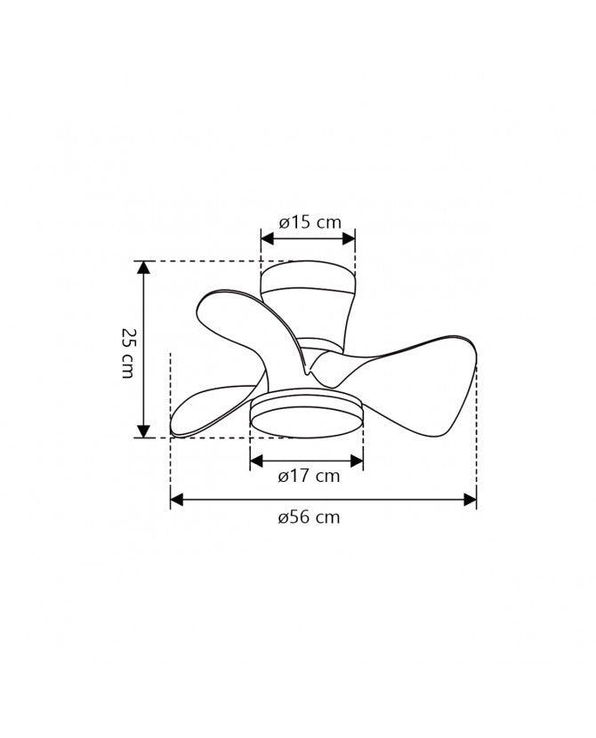 Ventilador de techo con luz AJP Siux LED blanco 3 palas 3000-6500K Ø56cm 18W 11536