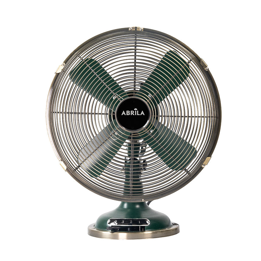 Ventilador de sobremesa Fabrilamp Capitolio oliva cuero 4 palas Ø35cm — vista 3
