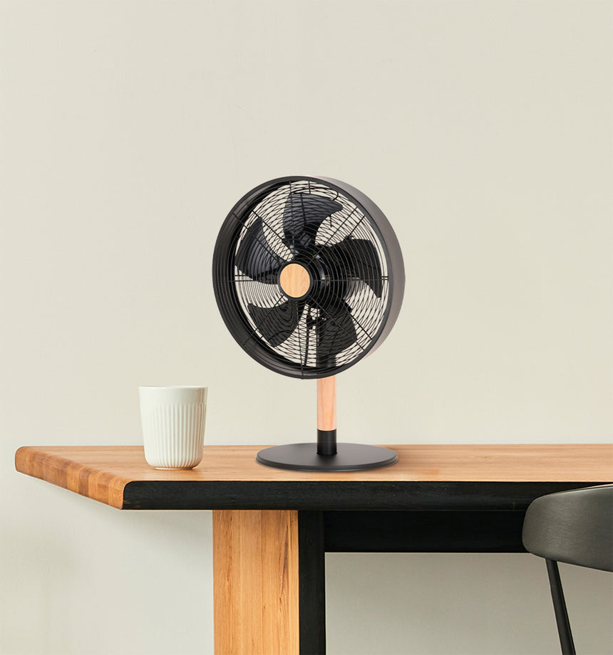Ventilador de sobremesa Fabrilamp Falcon negro haya 5 palas Ø28cm — vista 4