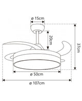 Ventilador de techo retráctil con luz AJP Togo LED blanco 3 palas 3000-6500K Ø50cm 68W 11814