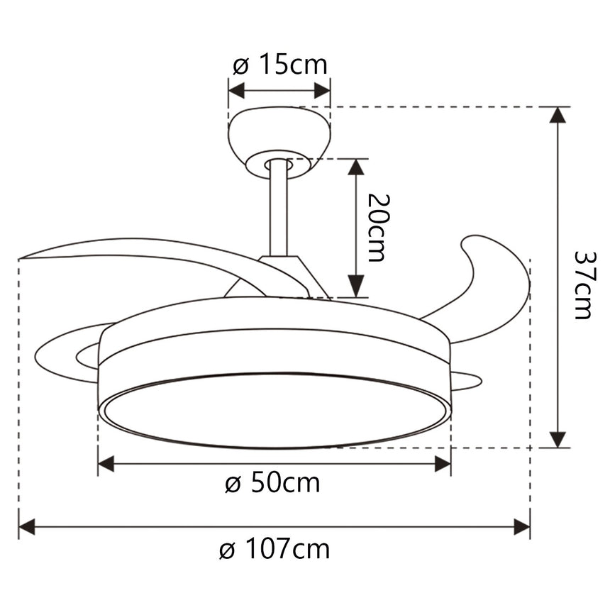Ventilador de techo retráctil con luz AJP Togo LED blanco 3 palas 3000-6500K Ø50cm 68W 11814 — vista 3
