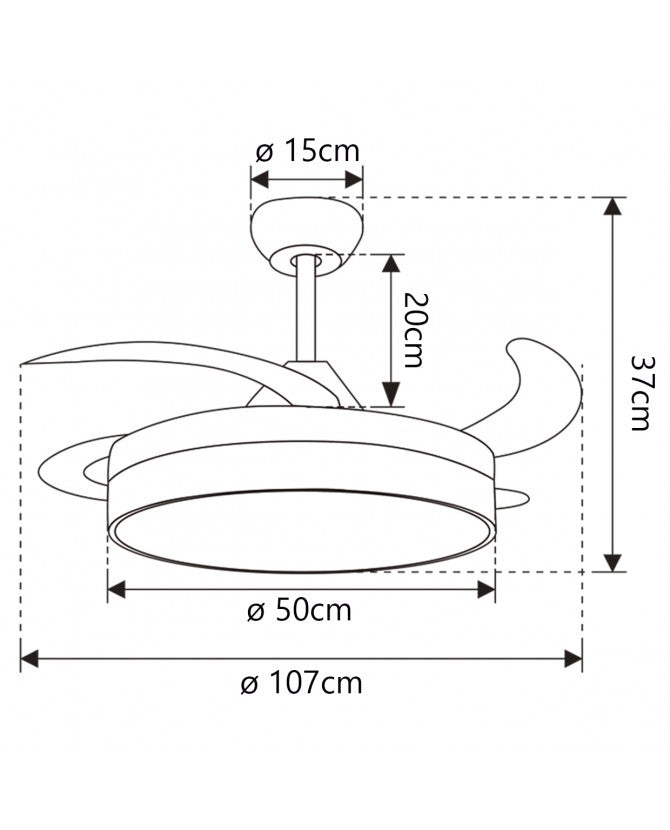 Ventilador de techo retráctil con luz AJP Togo LED madera 3 palas 3000-6500K Ø50cm 68W 11817