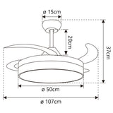 Ventilador de techo retráctil con luz AJP Togo LED madera 3 palas 3000-6500K Ø50cm 68W 11817 — vista 3