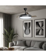 Ventilador de techo retráctil con luz AJP Togo LED negro 3 palas 3000-6500K Ø50cm 68W 16034