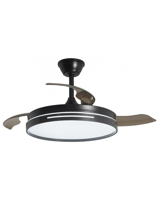Ventilador de techo retráctil con luz AJP Togo LED negro 3 palas 3000-6500K Ø50cm 68W 16034