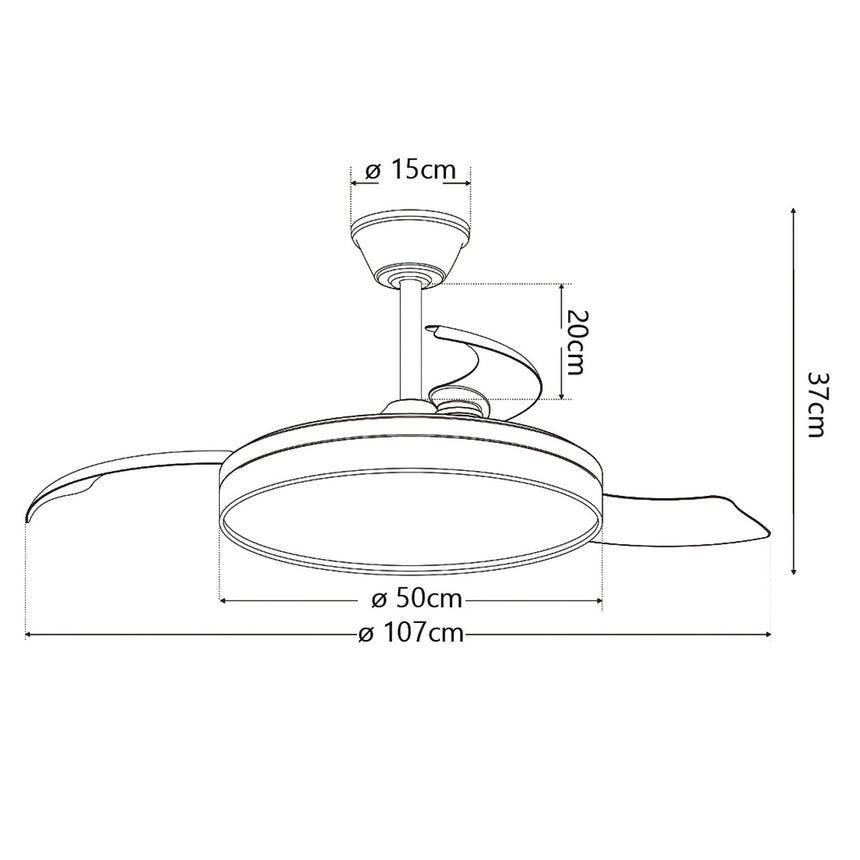 Ventilador de techo retráctil con luz AJP Togo LED negro 3 palas 3000-6500K Ø50cm 68W 16034 — vista 3