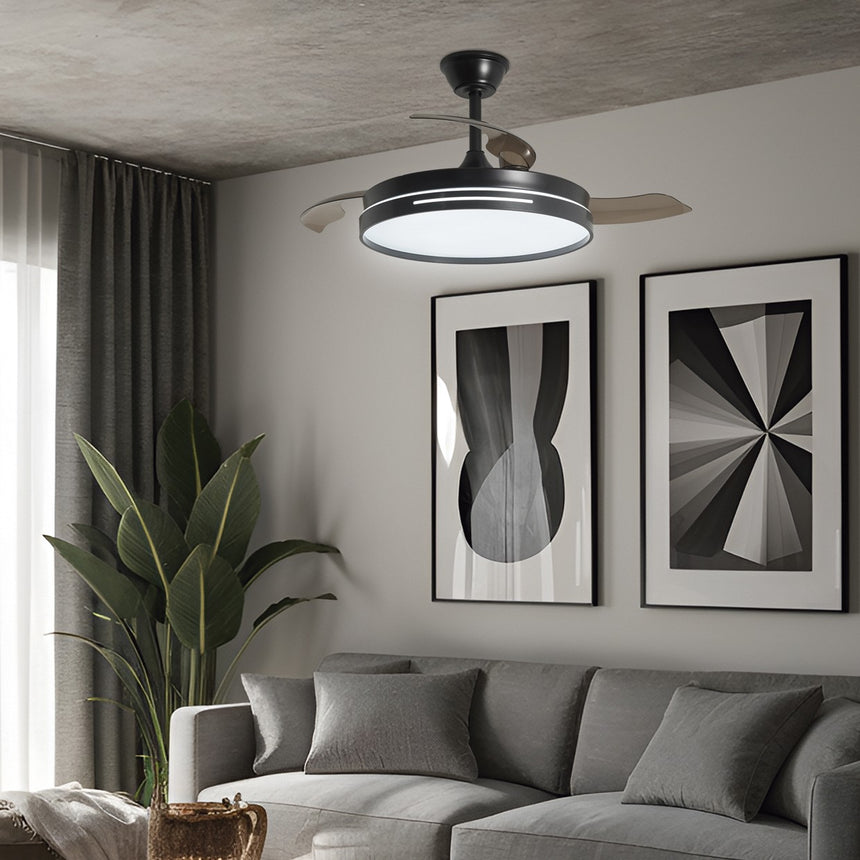 Ventilador de techo retráctil con luz AJP Togo LED negro 3 palas 3000-6500K Ø50cm 68W 16034 — vista 2