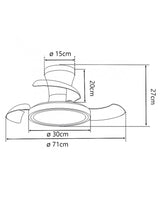 Ventilador de techo retráctil con luz AJP Tombet LED blanco 3 palas 3000-6500K Ø30cm 24W 11832