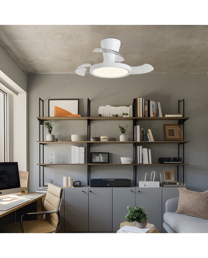 Ventilador de techo retráctil con luz AJP Tombet LED blanco 3 palas 3000-6500K Ø30cm 24W 11832